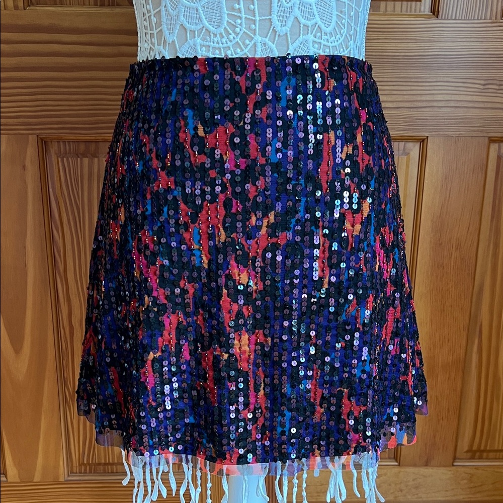 French Connection Beaded Leopard Skirt